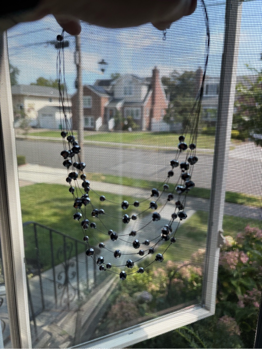 Multi-Strand Black & Silver Beaded Statement Necklace Adjustable